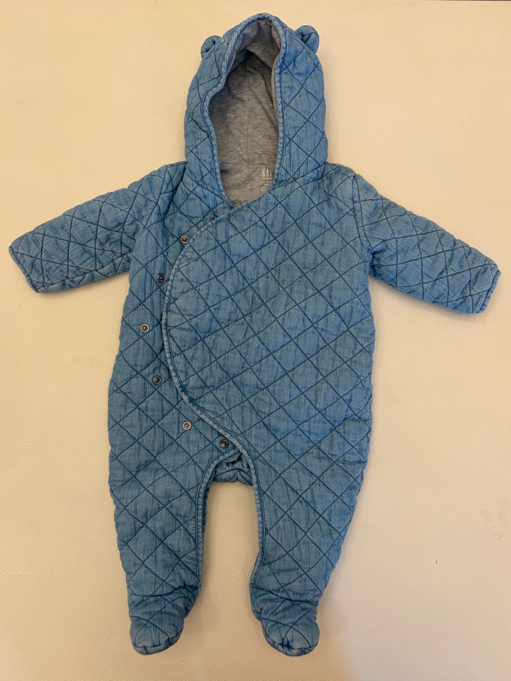 EUC Baby Gap Denim Quilted Snowsuit, 6-12mo